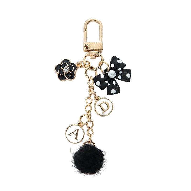 Wholesale Bowknot Pearl Alphabet Heart Hair Ball Alloy Keychains